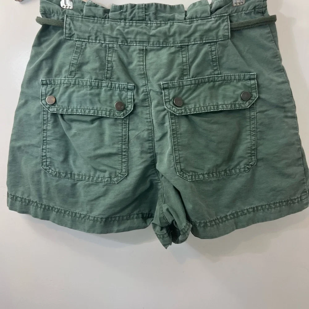 Pilcro Green High Waist Shorts with Floral Patches sz 26